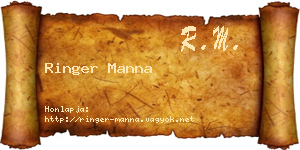 Ringer Manna névjegykártya